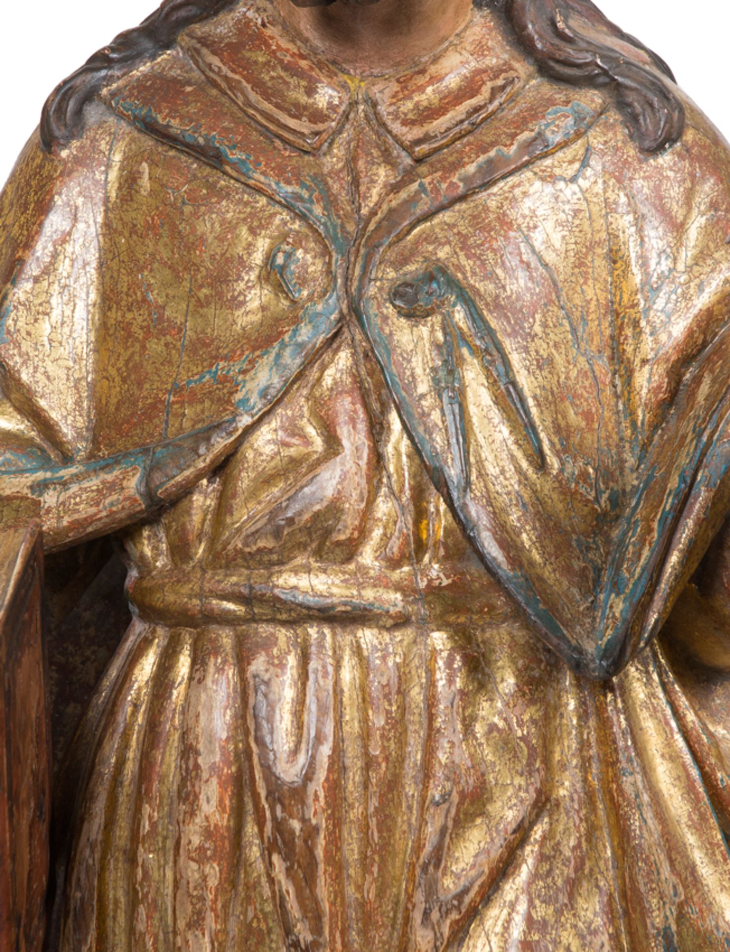 "Saint James the Pilgrim". Carved, polychromed and gilded wooden sculpture. Castilian School. Late 1 - Bild 6 aus 11