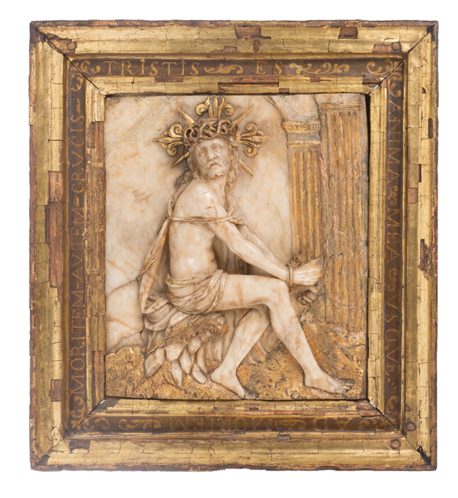 Sculpted and gilded alabaster relief. Spanish School. Renaissance. Early 16th century.