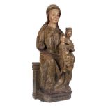 "Saint Anne Trinitarian". Carved, gilded and polychromed wooden sculpture. Gothic. 14th century.