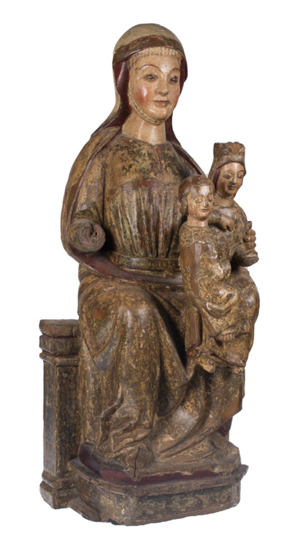 "Saint Anne Trinitarian". Carved, gilded and polychromed wooden sculpture. Gothic. 14th century.