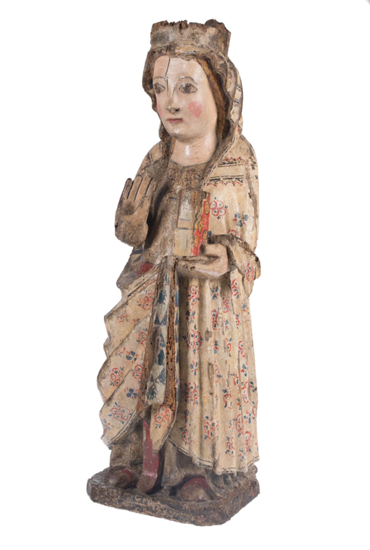 "Our Lady of the Annunciation". Carved and polychromed wooden sculpture. Castilian School. Transitio - Image 2 of 8