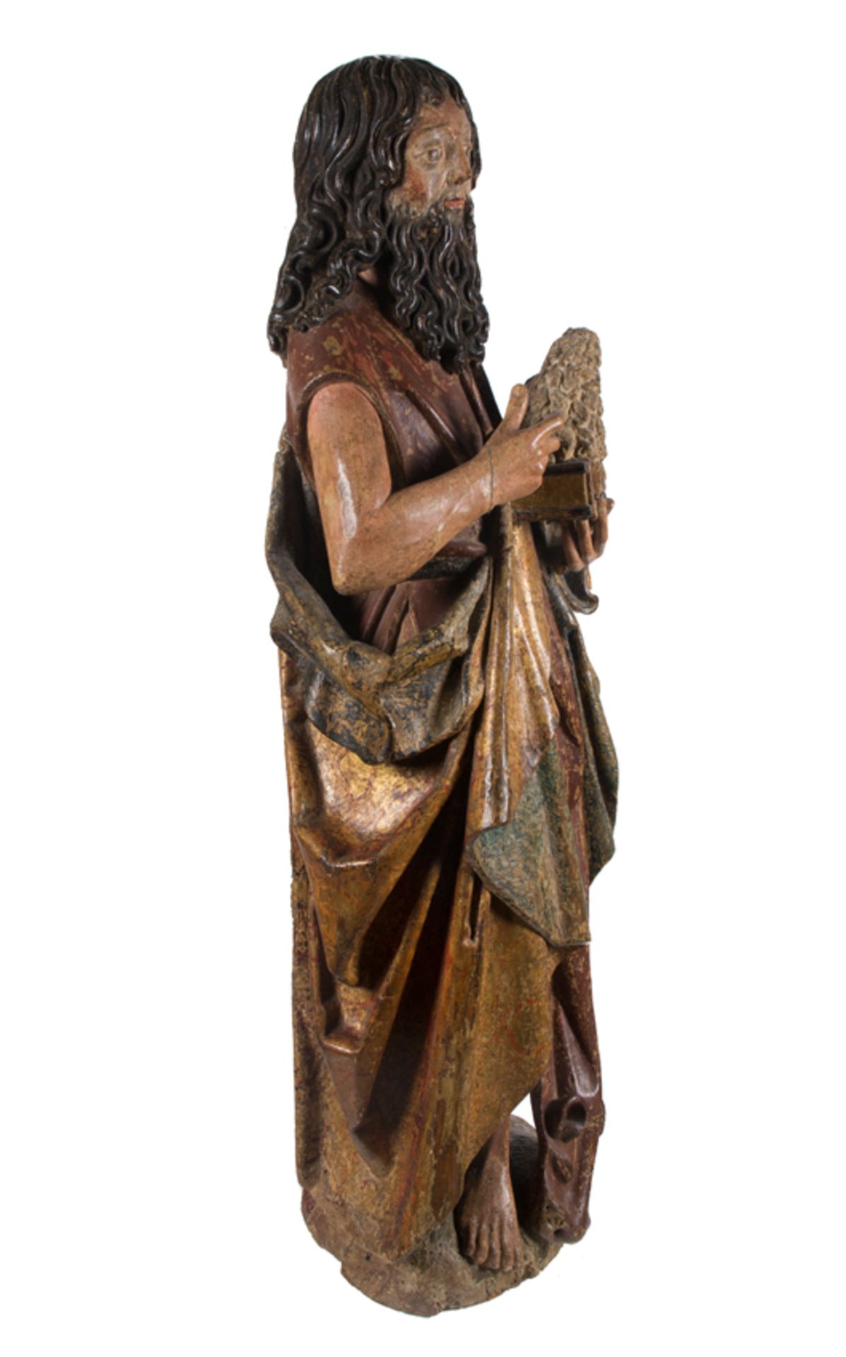"Saint John the Baptist". Carved, polychromed and gilded wooden sculpture. Anonymous. Northern Euro - Bild 8 aus 9