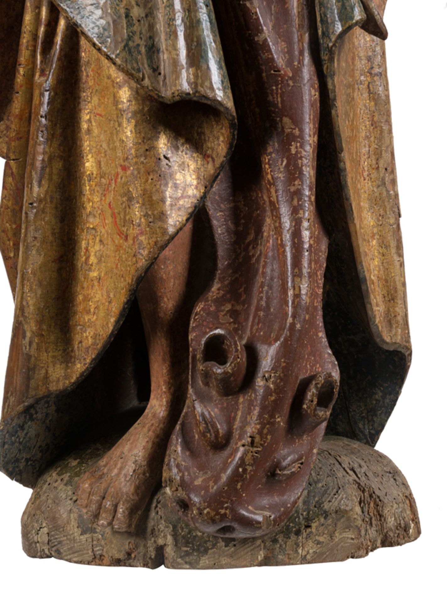 "Saint John the Baptist". Carved, polychromed and gilded wooden sculpture. Anonymous. Northern Euro - Bild 6 aus 9