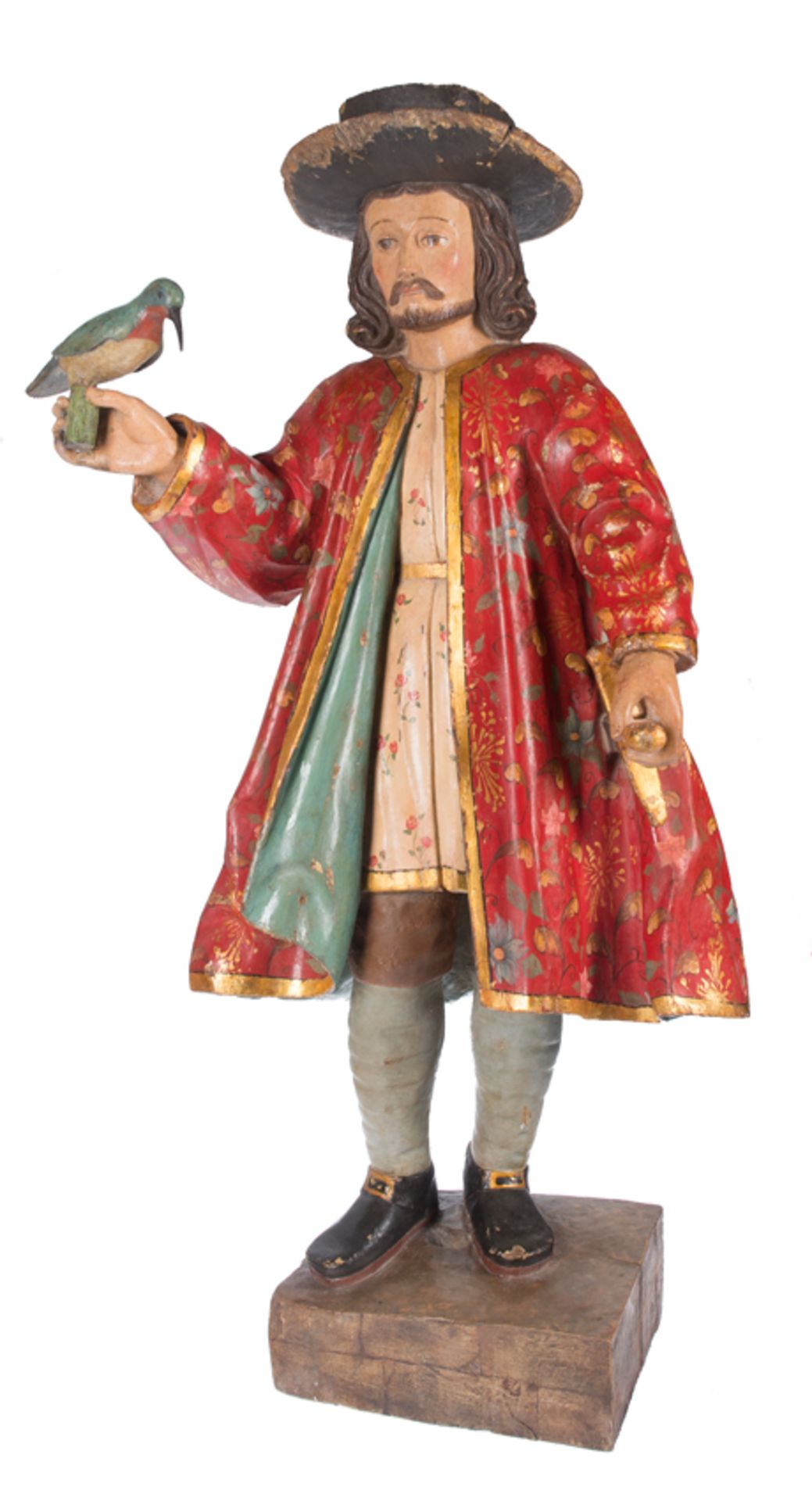 "Character". Carved, gilded and polychromed wooden sculpture. Colonial School. 17th – 18th century - Bild 2 aus 11