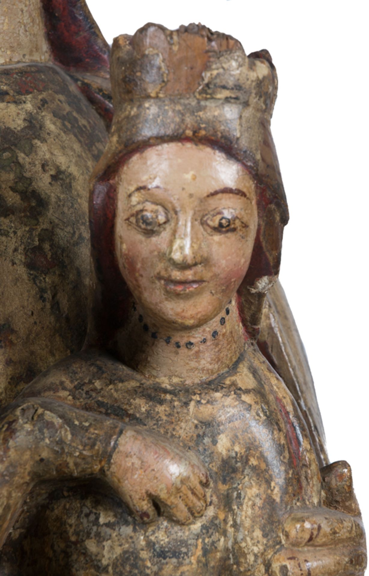 "Saint Anne Trinitarian". Carved, gilded and polychromed wooden sculpture. Gothic. 14th century. - Bild 4 aus 10