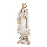 "Our Lady of Carmen with Child". Sculpted, gilded and polychromed alabaster figure. Colonial worksho