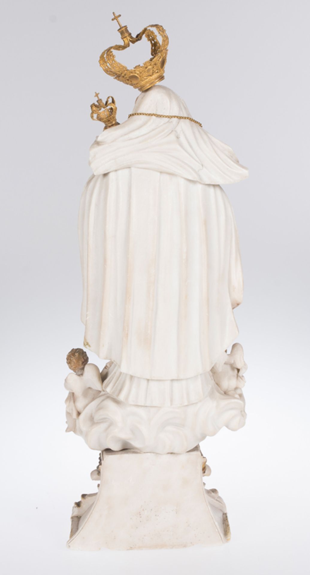 "Our Lady of Carmen with Child". Sculpted, gilded and polychromed alabaster figure. Colonial worksho - Image 10 of 10