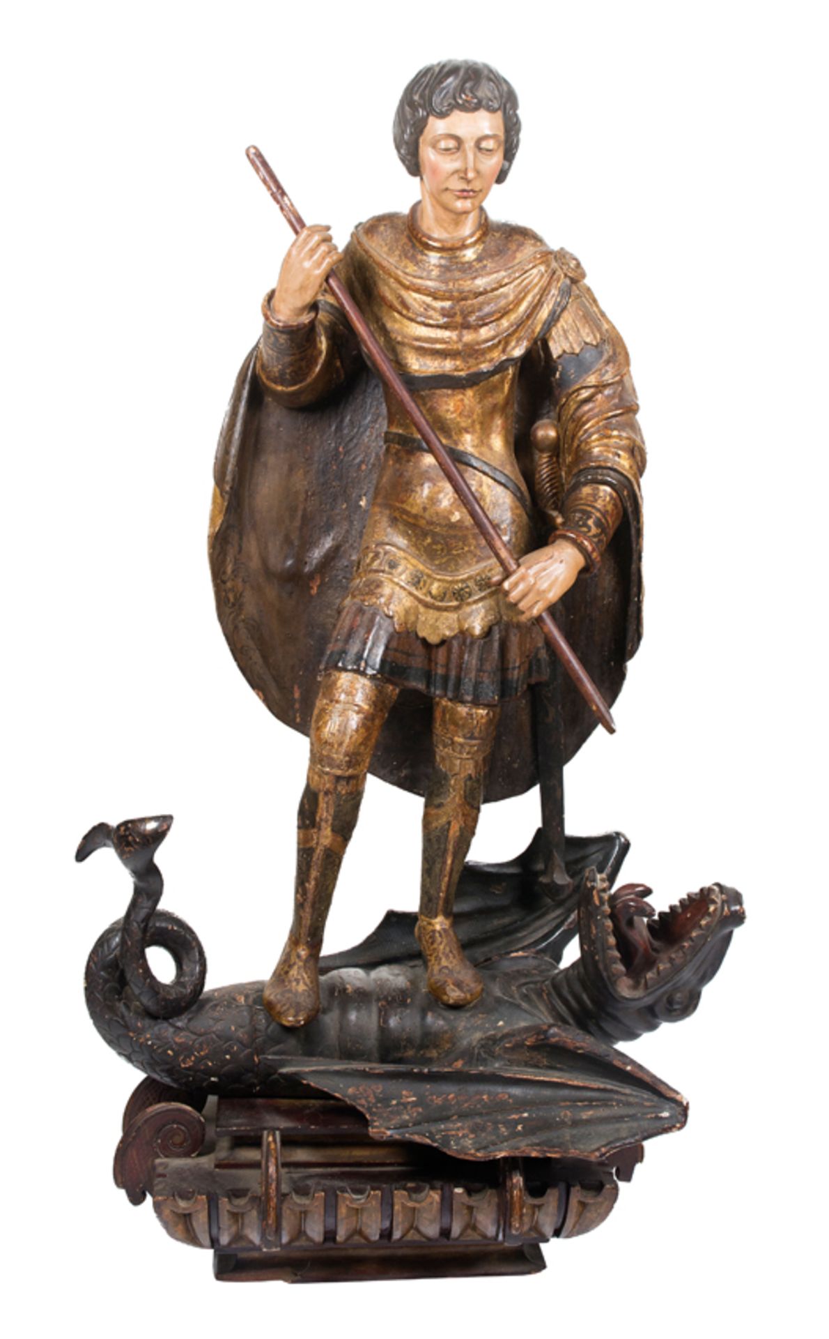 "Saint George". Carved and polychromed sculpture with "estofado" technique. Spanish School. First th - Bild 4 aus 13