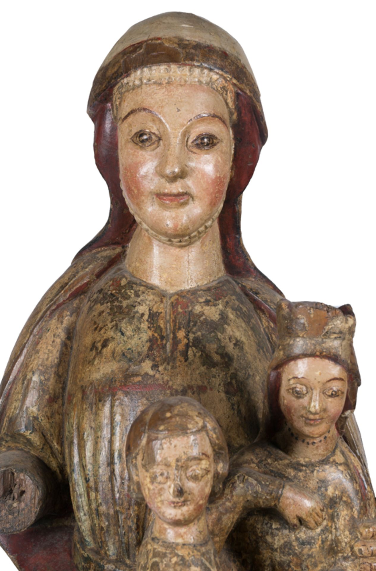 "Saint Anne Trinitarian". Carved, gilded and polychromed wooden sculpture. Gothic. 14th century. - Bild 6 aus 10