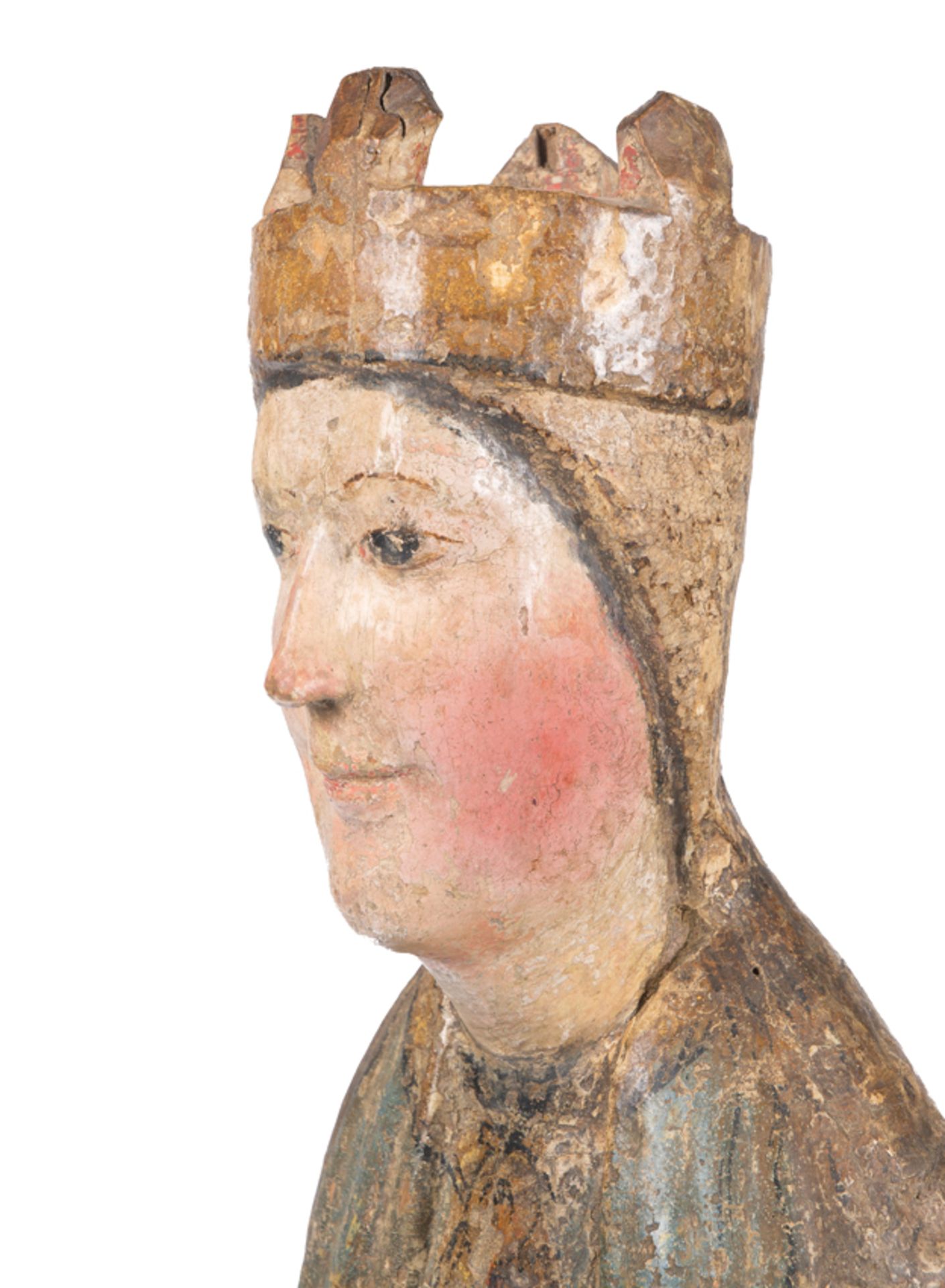 "Seat of Wisdom (Sedes Sapientiae)". Carved and polychromed wooden sculpture. Romanesque. 12th centu - Bild 5 aus 13