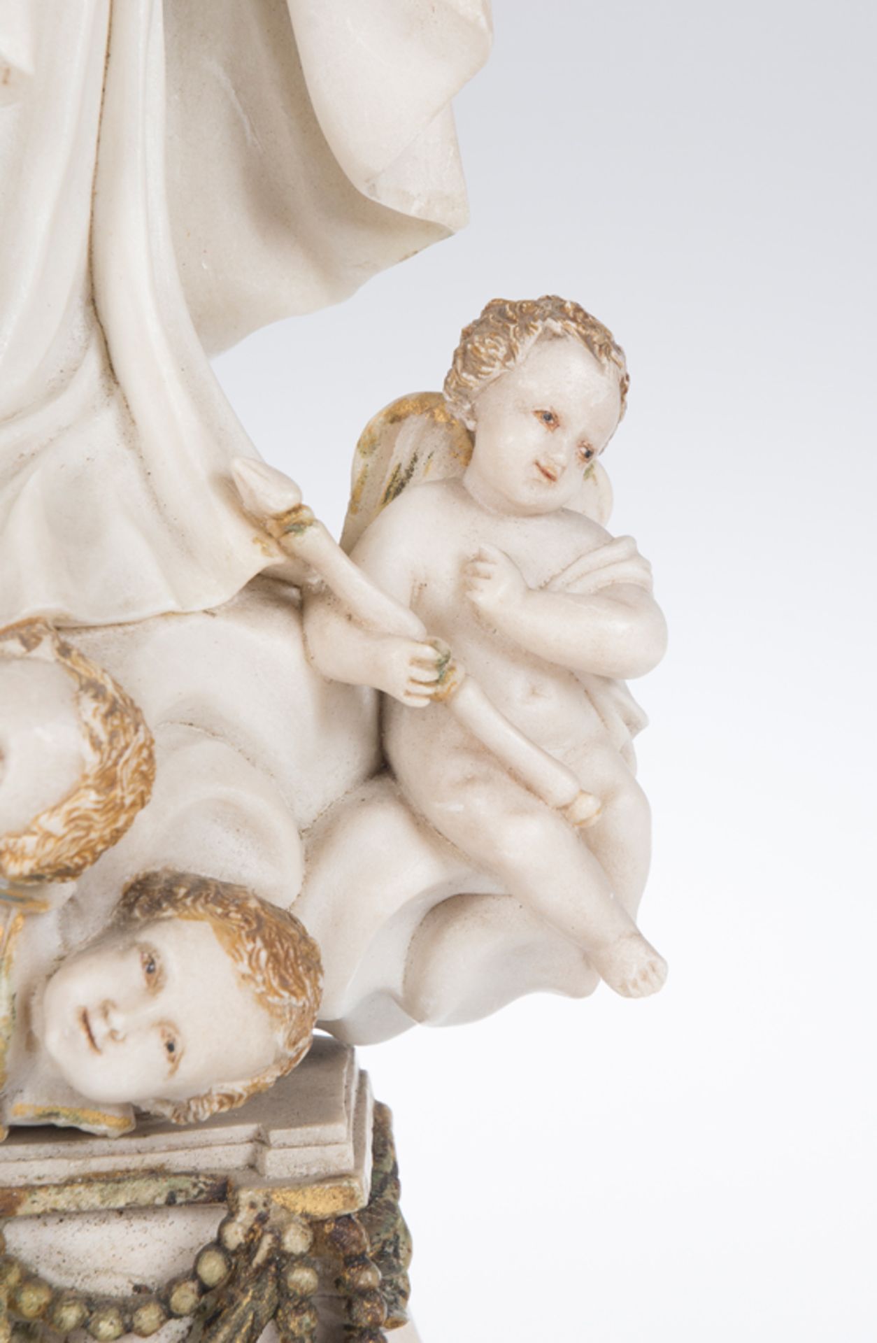 "Our Lady of Carmen with Child". Sculpted, gilded and polychromed alabaster figure. Colonial worksho - Image 7 of 10