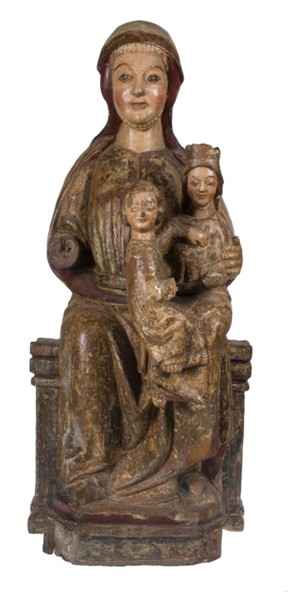 "Saint Anne Trinitarian". Carved, gilded and polychromed wooden sculpture. Gothic. 14th century. - Bild 2 aus 10