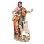 "Saint John the Baptist". Carved, gilded and polychromed wooden sculpture. Castilian School. Circa 1