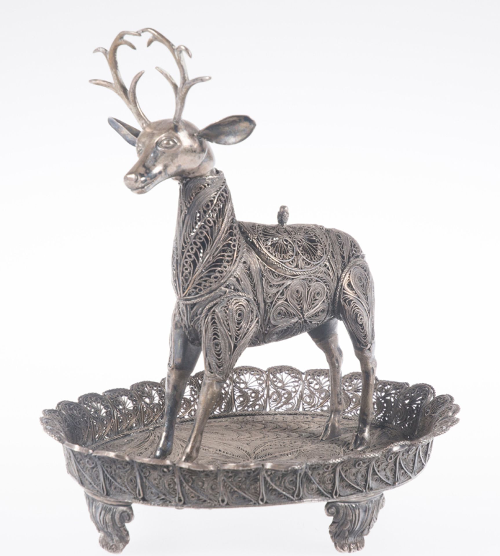 "Sahumador". Deer-shaped, silver filigree incense burner in chased and embossed cast silver. Colonia - Bild 7 aus 10