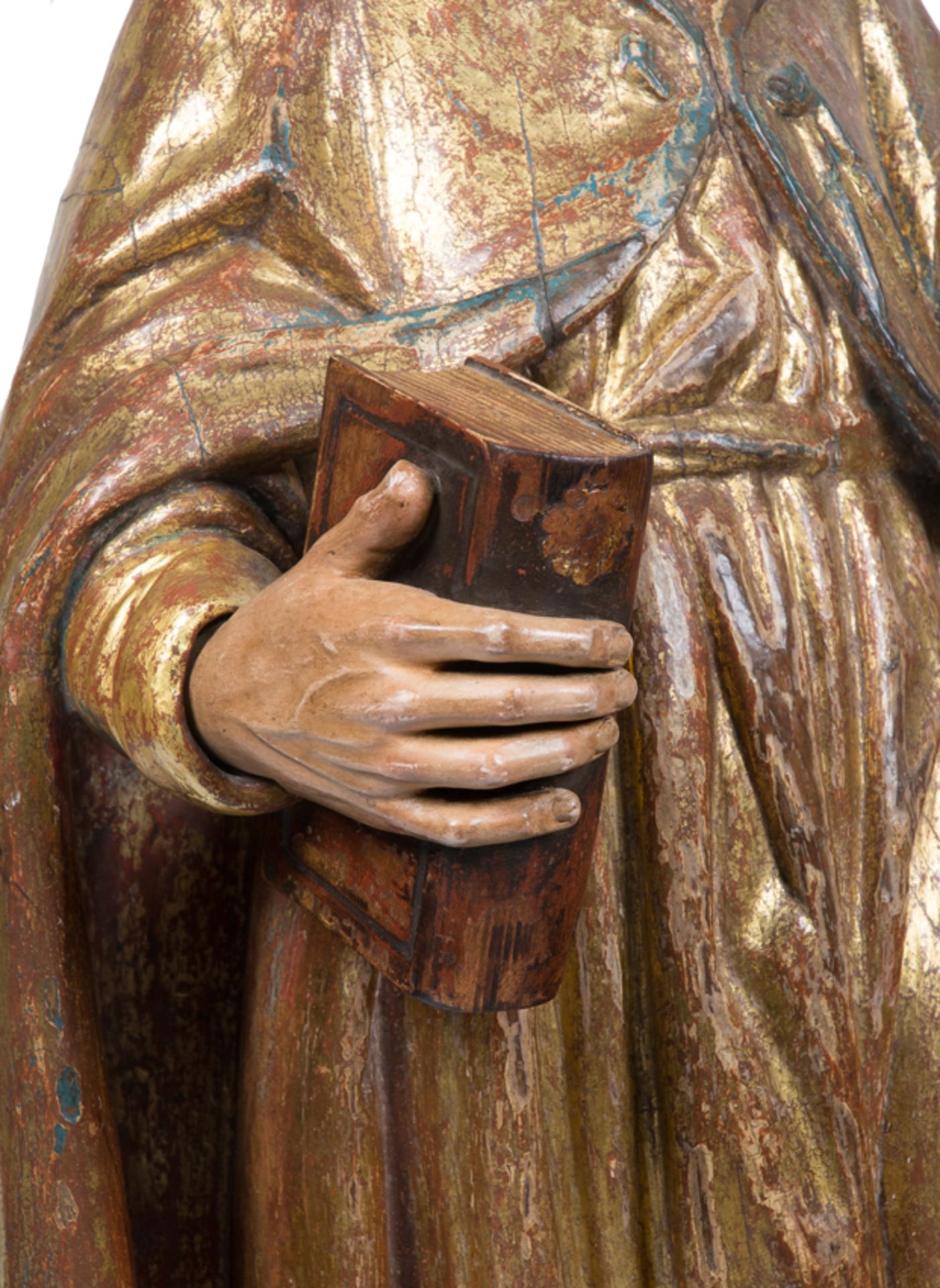 "Saint James the Pilgrim". Carved, polychromed and gilded wooden sculpture. Castilian School. Late 1 - Bild 5 aus 11