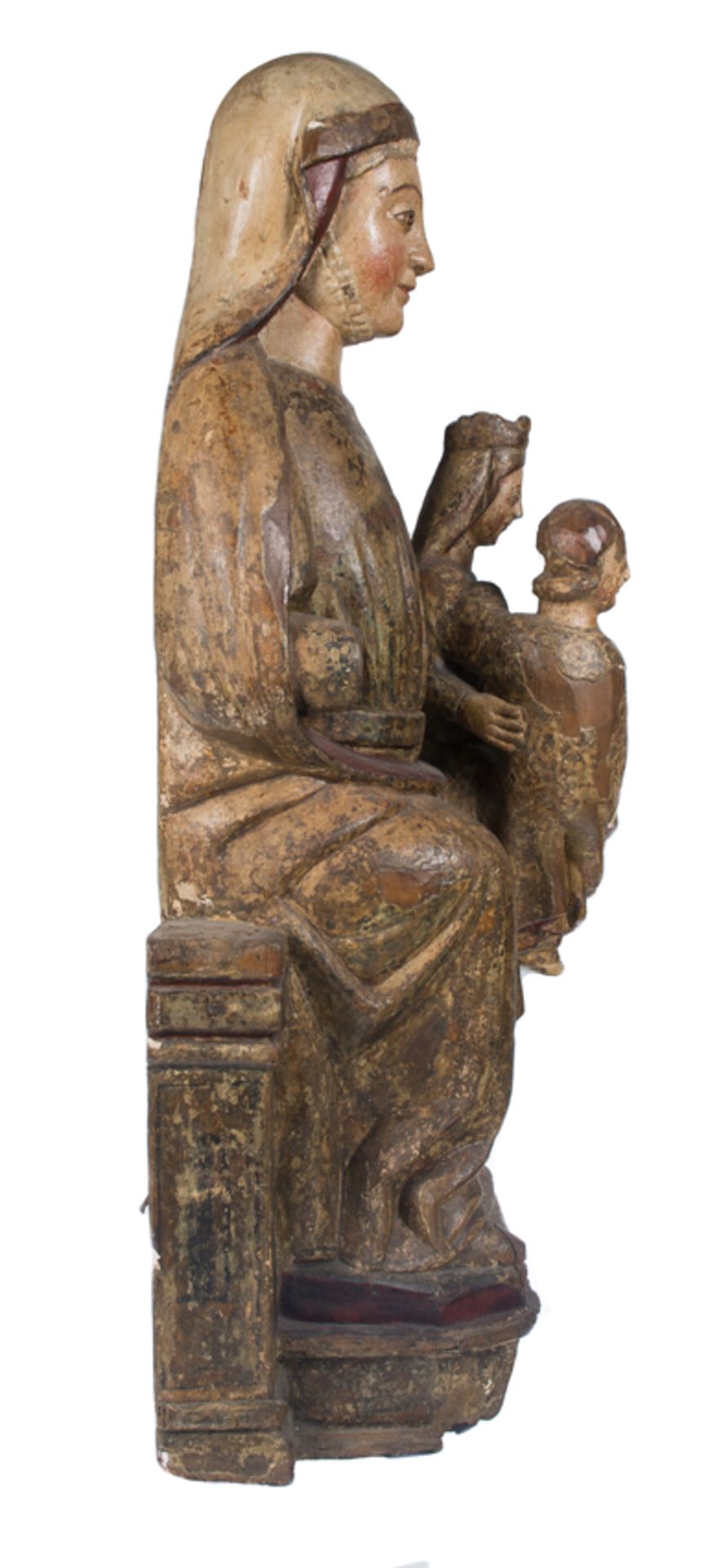 "Saint Anne Trinitarian". Carved, gilded and polychromed wooden sculpture. Gothic. 14th century. - Bild 9 aus 10