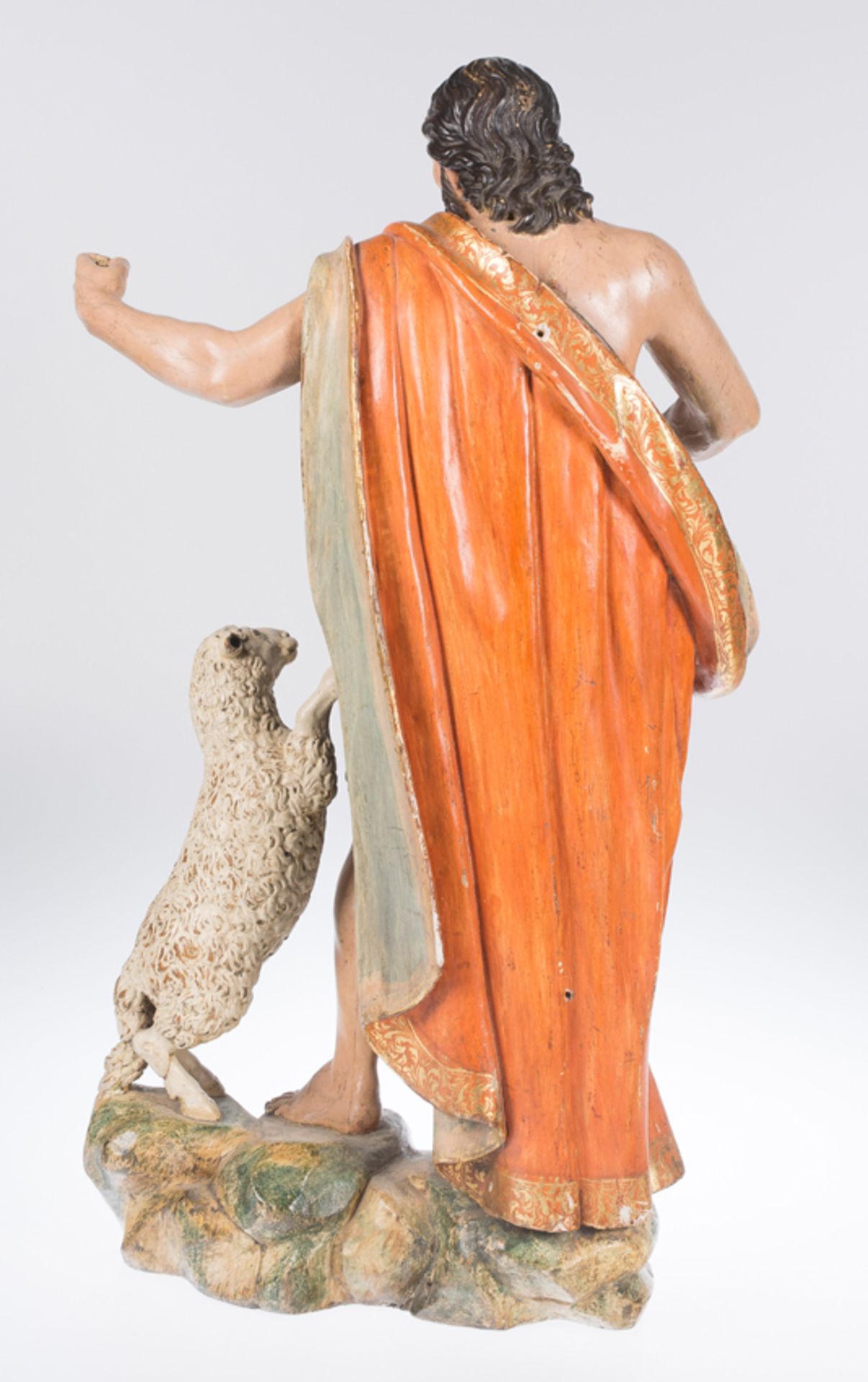 "Saint John the Baptist". Carved, gilded and polychromed wooden sculpture. Castilian School. Circa 1 - Image 12 of 12