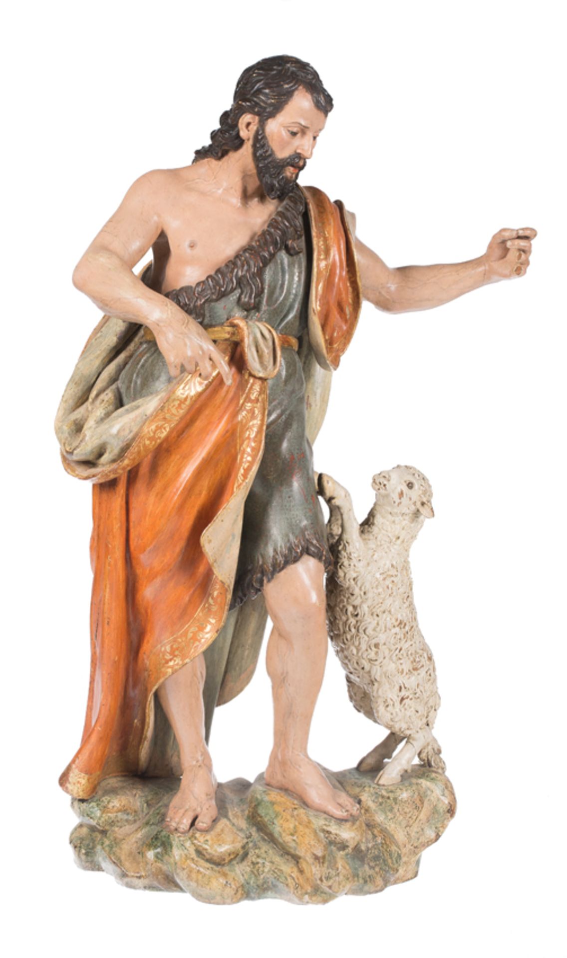 "Saint John the Baptist". Carved, gilded and polychromed wooden sculpture. Castilian School. Circa 1 - Bild 3 aus 12