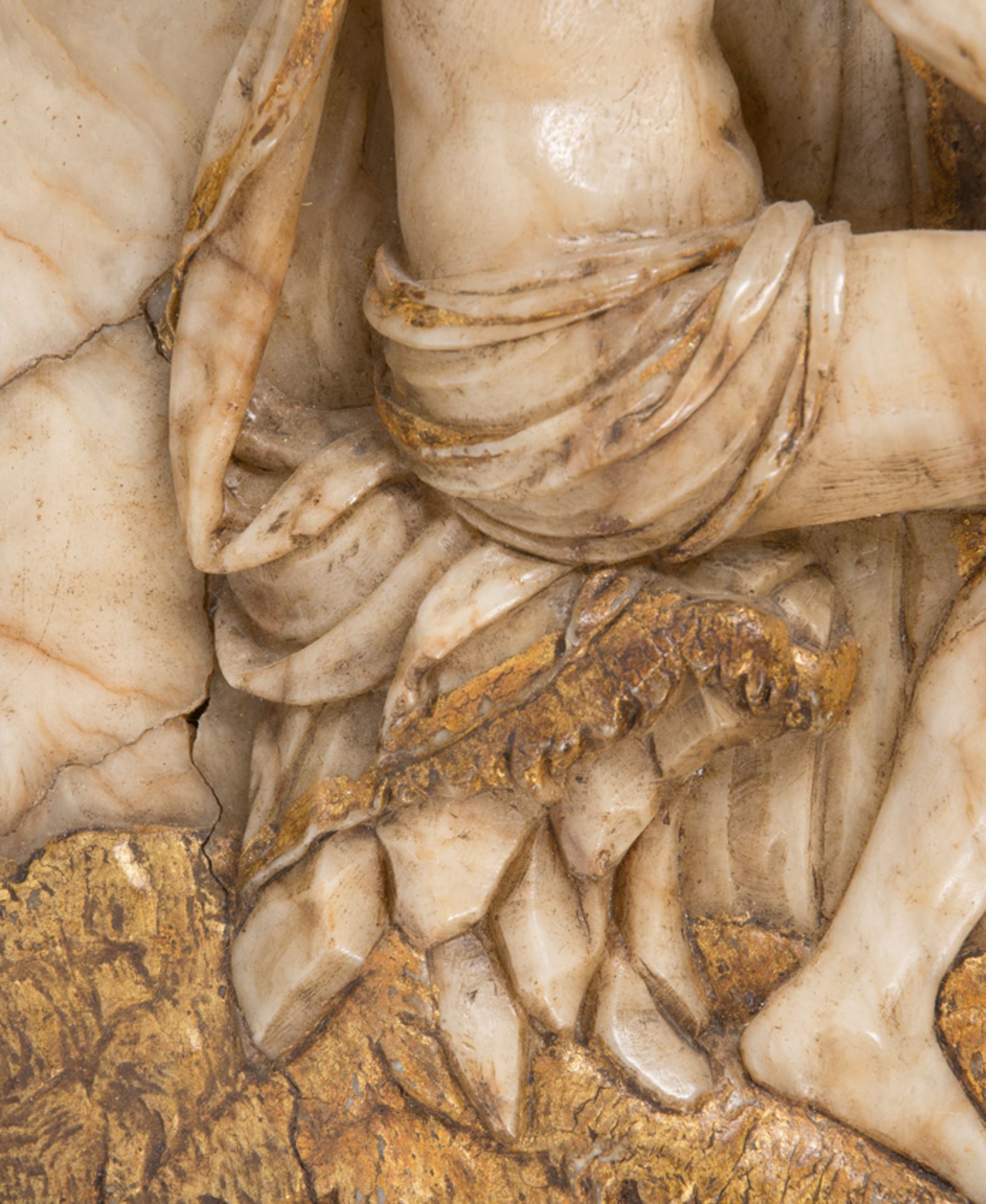 Sculpted and gilded alabaster relief. Spanish School. Renaissance. Early 16th century. - Bild 5 aus 13