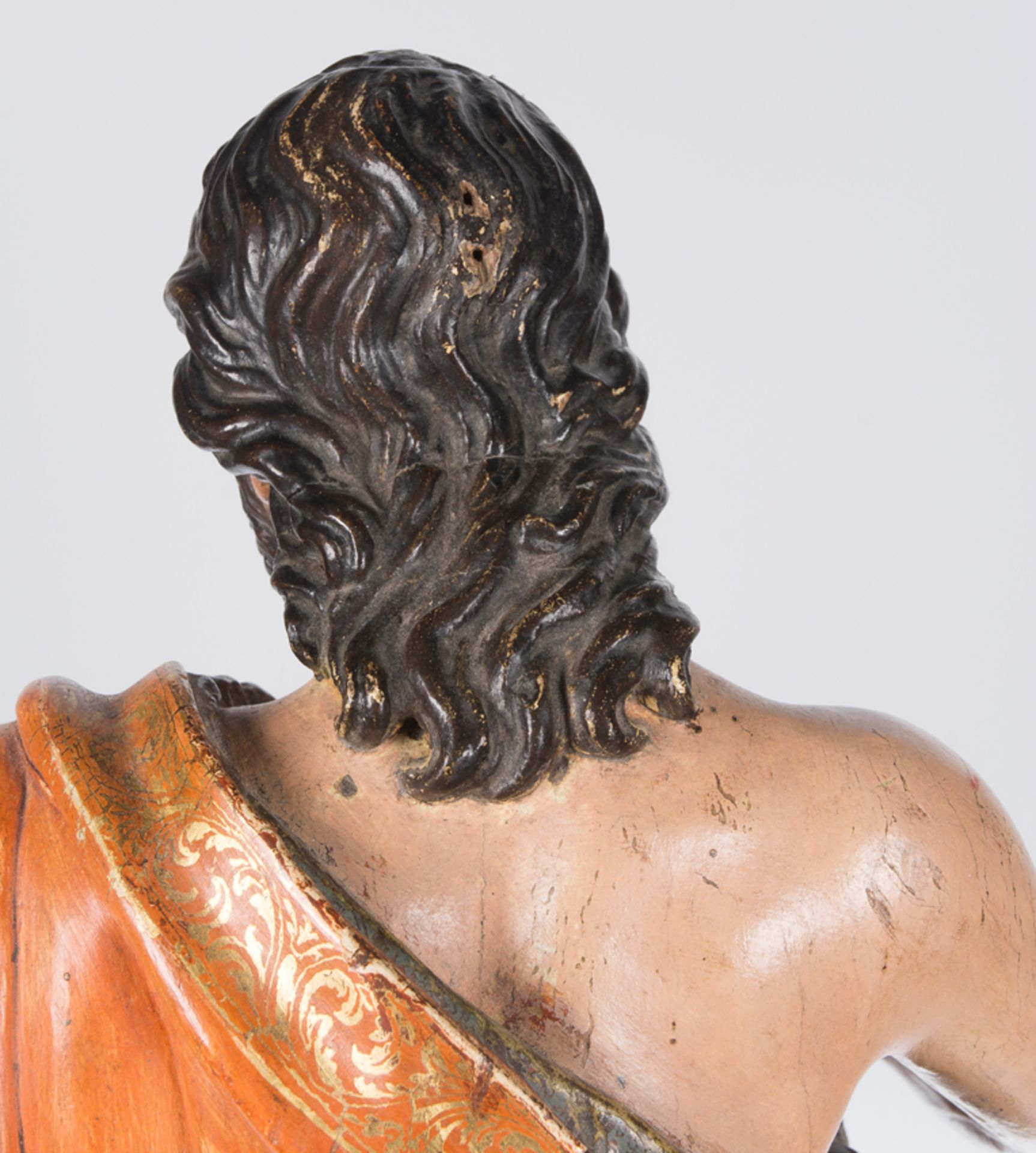 "Saint John the Baptist". Carved, gilded and polychromed wooden sculpture. Castilian School. Circa 1 - Bild 11 aus 12