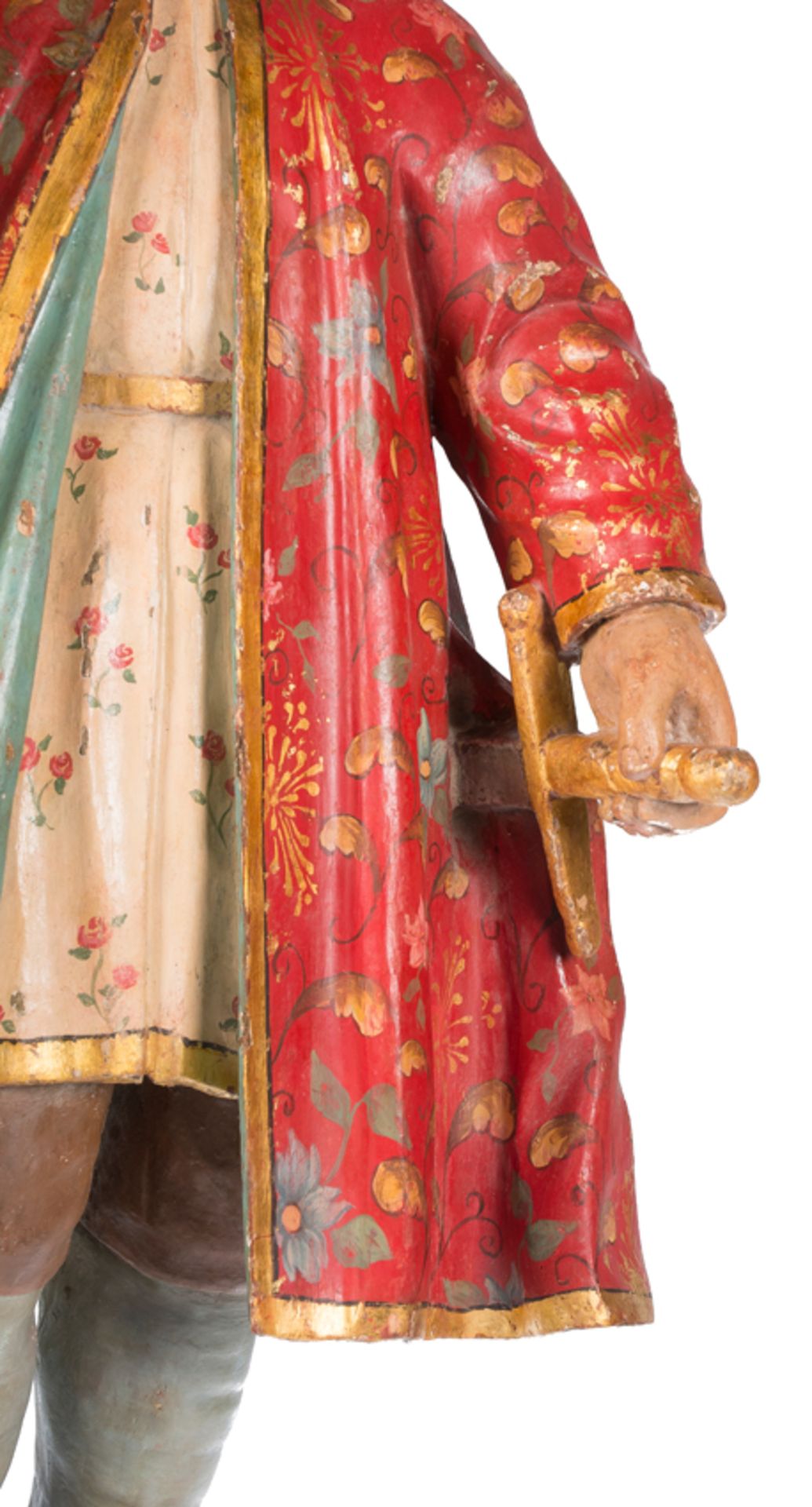 "Character". Carved, gilded and polychromed wooden sculpture. Colonial School. 17th – 18th century - Bild 9 aus 11