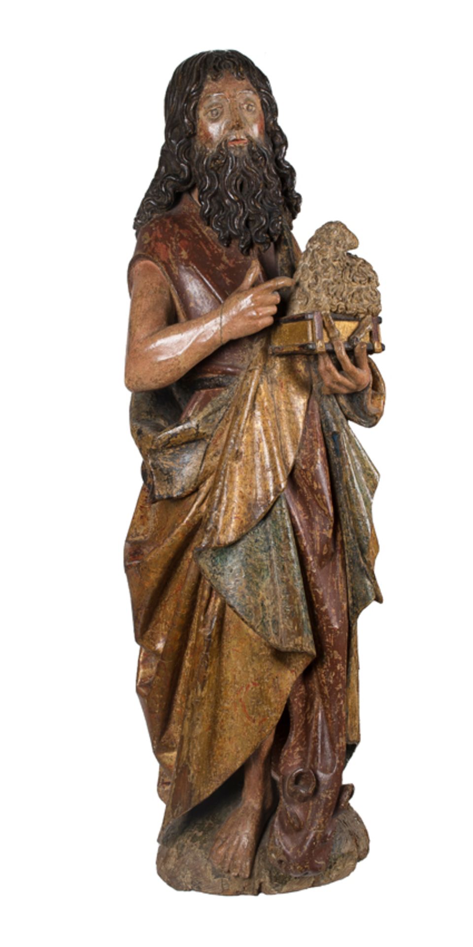 "Saint John the Baptist". Carved, polychromed and gilded wooden sculpture. Anonymous. Northern Euro - Bild 2 aus 9