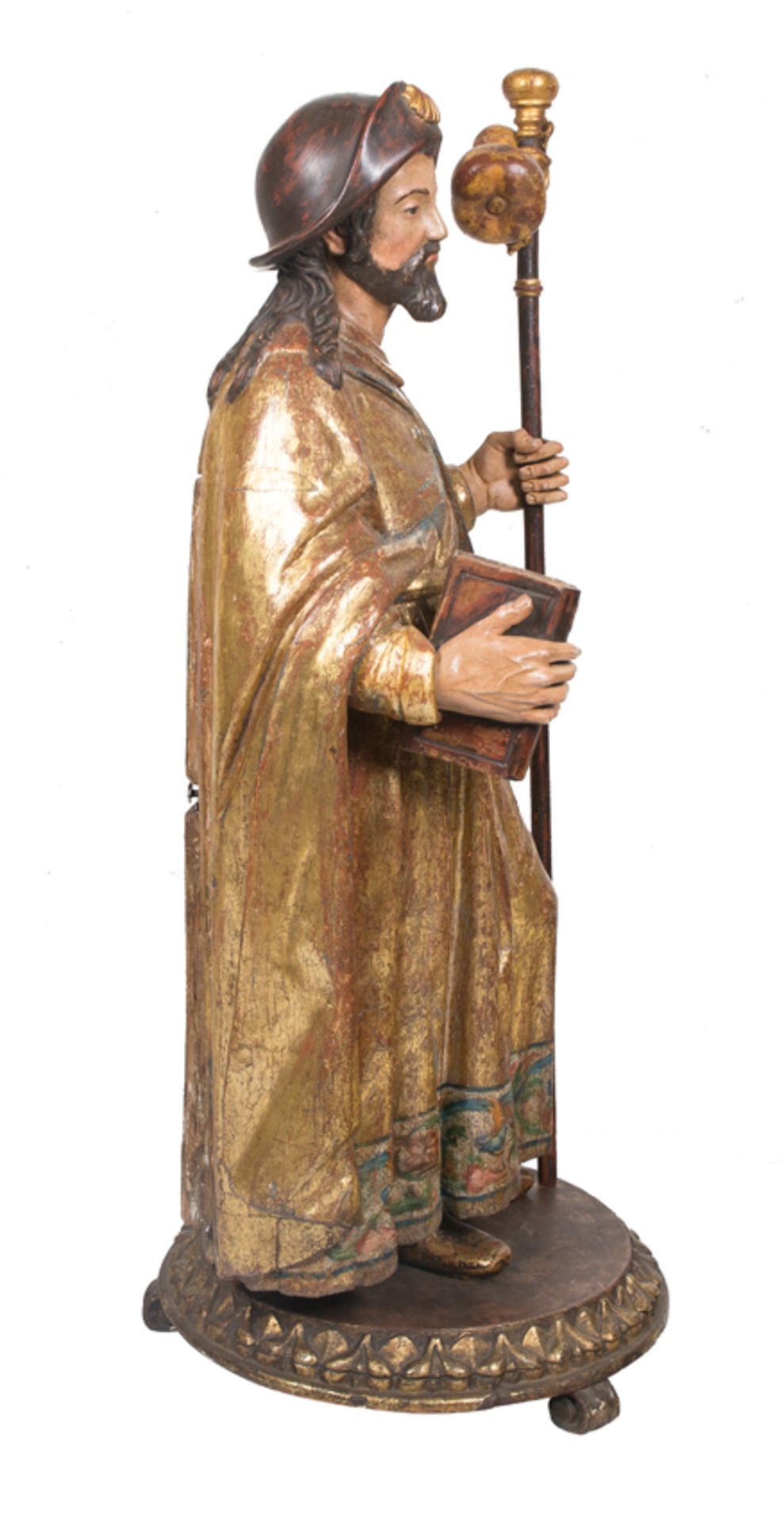 "Saint James the Pilgrim". Carved, polychromed and gilded wooden sculpture. Castilian School. Late 1 - Bild 9 aus 11