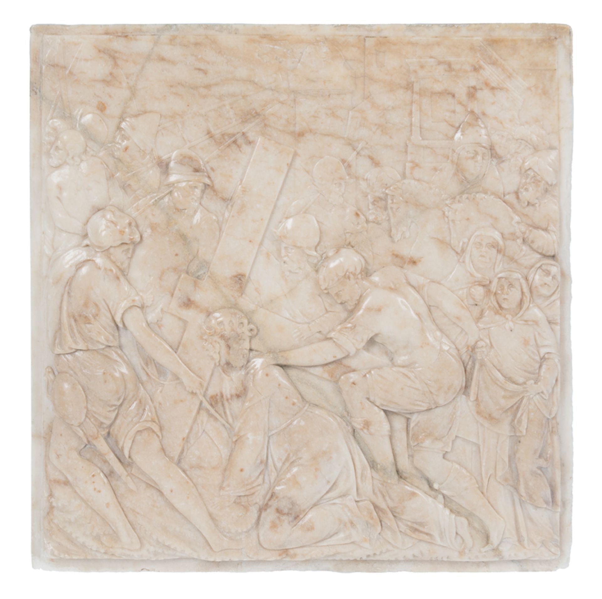 "Christ falls on the way to Calvary". Marble relief. Spanish or Italian School. Renaissance. 16th ce