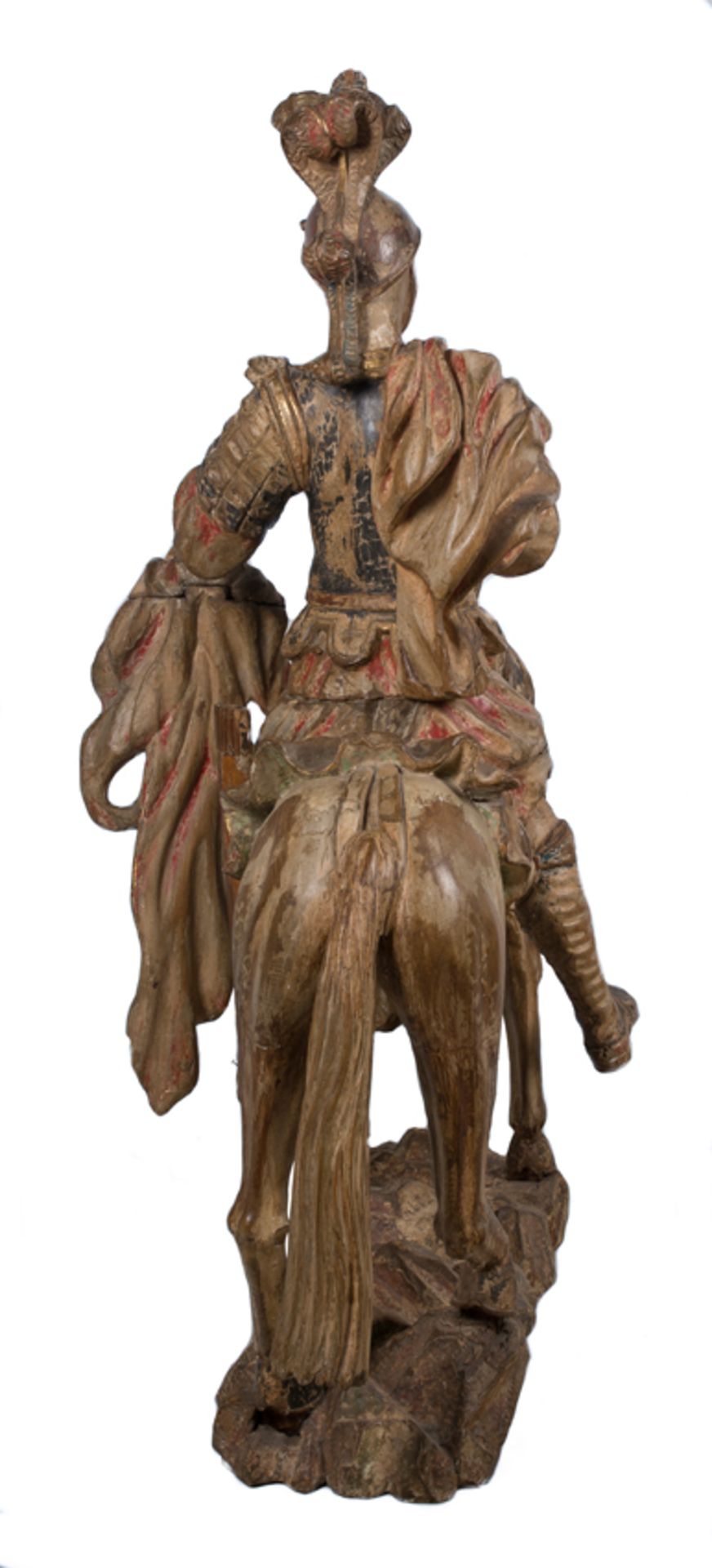 "Saint Martin". Imposing carved, polychromed and gilded wooden sculpture. Hispanic-Flemish School. G - Bild 4 aus 6