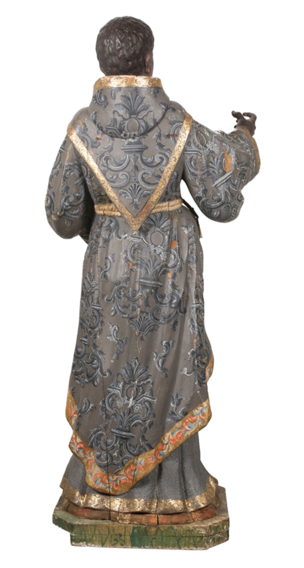 "S.Didacus of Alcalá" or "S. Benedict the Moor". Carved, polychromed and gilded wooden sculpture. - Image 12 of 12