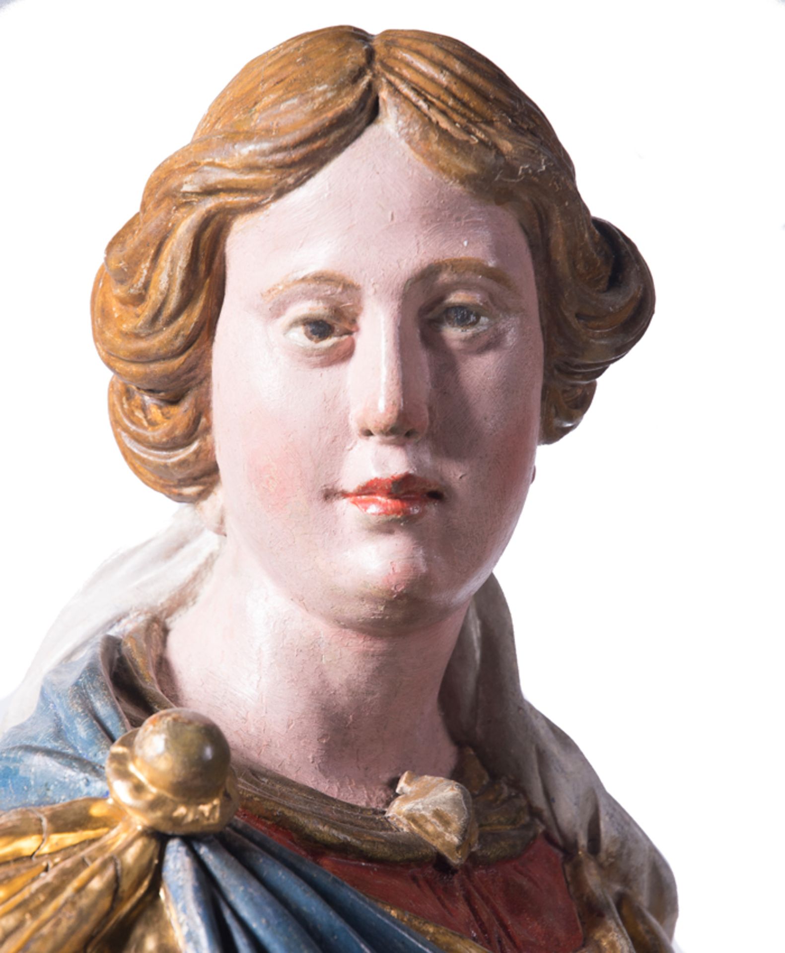 "Saint Barbara". Carved, gilded and polychromed wooden sculpture. Austria or Germany. Baroque. 17th - Bild 7 aus 8