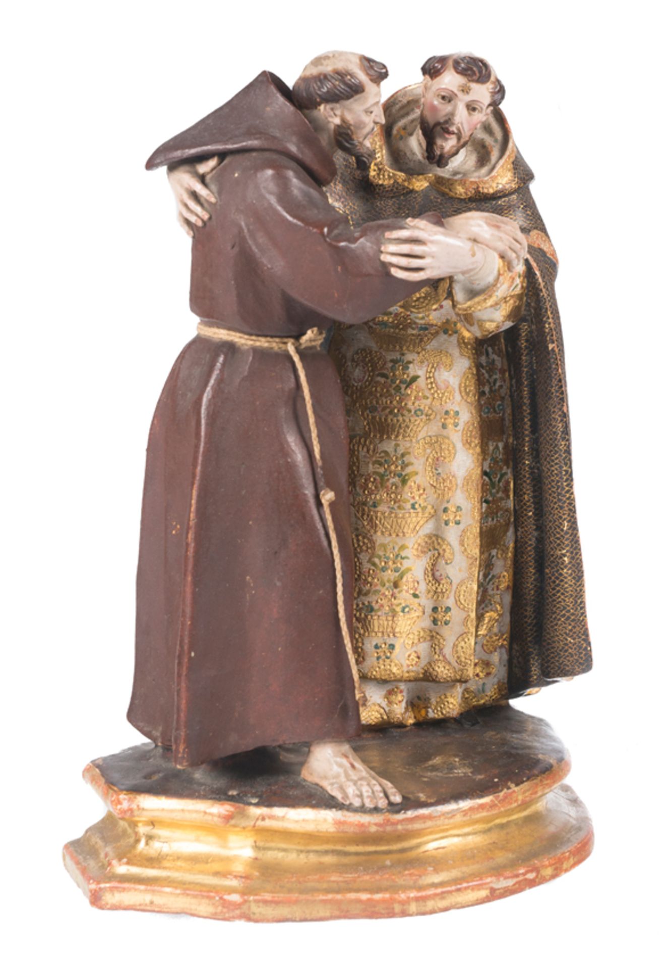 "The Embrace of Saint Francis and Saint Dominic”. Polychromed and gilded terracotta sculpture. Andal - Bild 3 aus 11