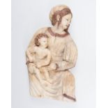 "Madonna and Child". Sculpted marble relief with gilt residue. Gil de Siloé Circle. Burgos. Circa 15