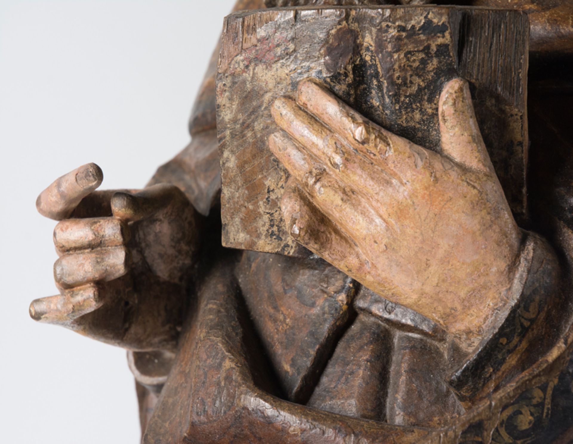 "Saint Anthony". Carved wooden sculpture. Castilian School. 15th century. - Bild 7 aus 10