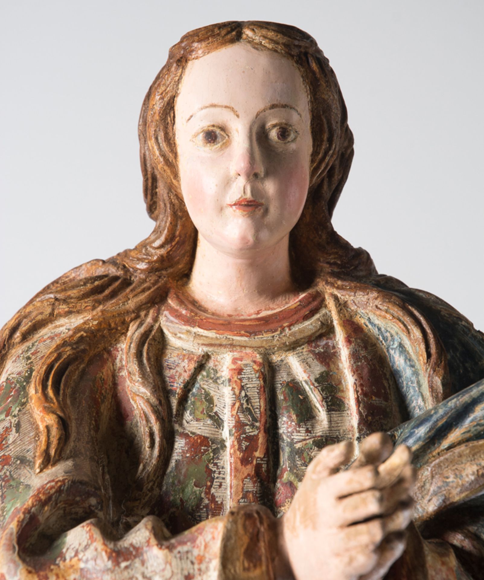 "Our Lady Immaculate". Carved, gilded and polychromed wooden sculpture. Colonial. Mexico. 18th centu - Bild 2 aus 7