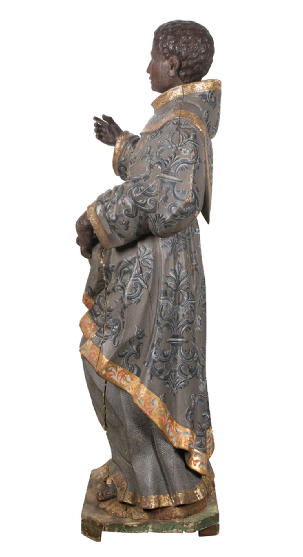 "S.Didacus of Alcalá" or "S. Benedict the Moor". Carved, polychromed and gilded wooden sculpture. - Image 3 of 12