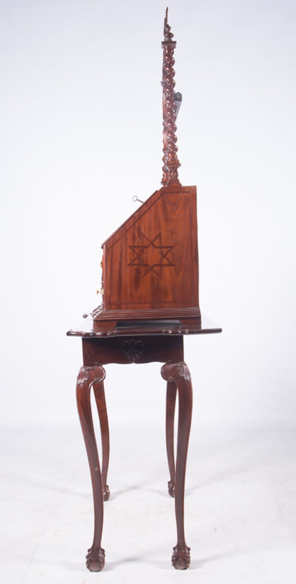 Bureau with mahogany wood mirror and ivory decoration. Colonial School. Cuba. 18th century. - Image 8 of 9