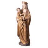 "Madonna and Child". Carved, gilded and polychromed wooden sculpture. Castilian School. Gothic. Late