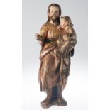 "Saint Joseph and the Christ Child". Carved, gilded and polychromed wooden sculpture. Late 16th cent