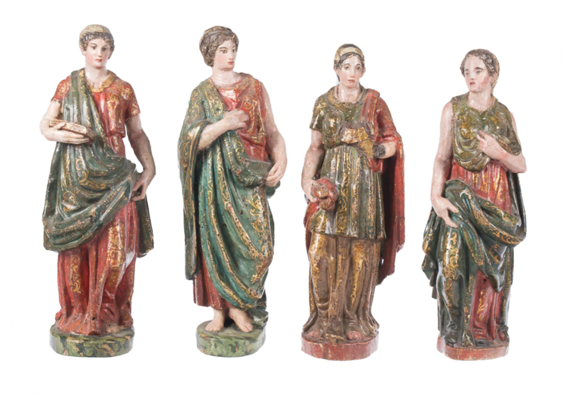"Four Sibyls". Carved, gilded and polychromed wooden sculptures. Spanish Renaissance. Romanist Scho