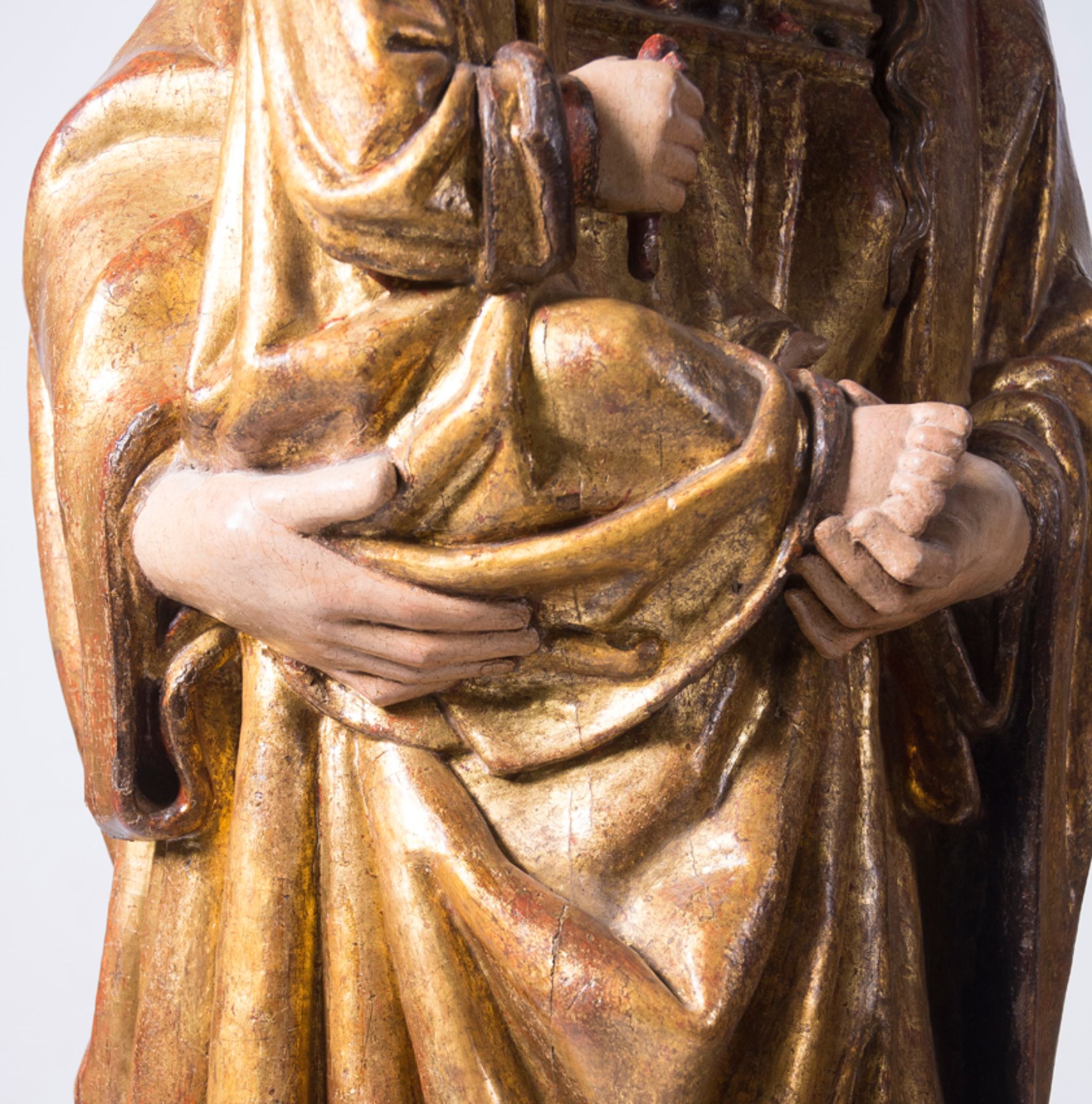 "Madonna and Child". Carved, gilded and polychromed wooden sculpture. Castilian School. Gothic. Late - Bild 6 aus 8