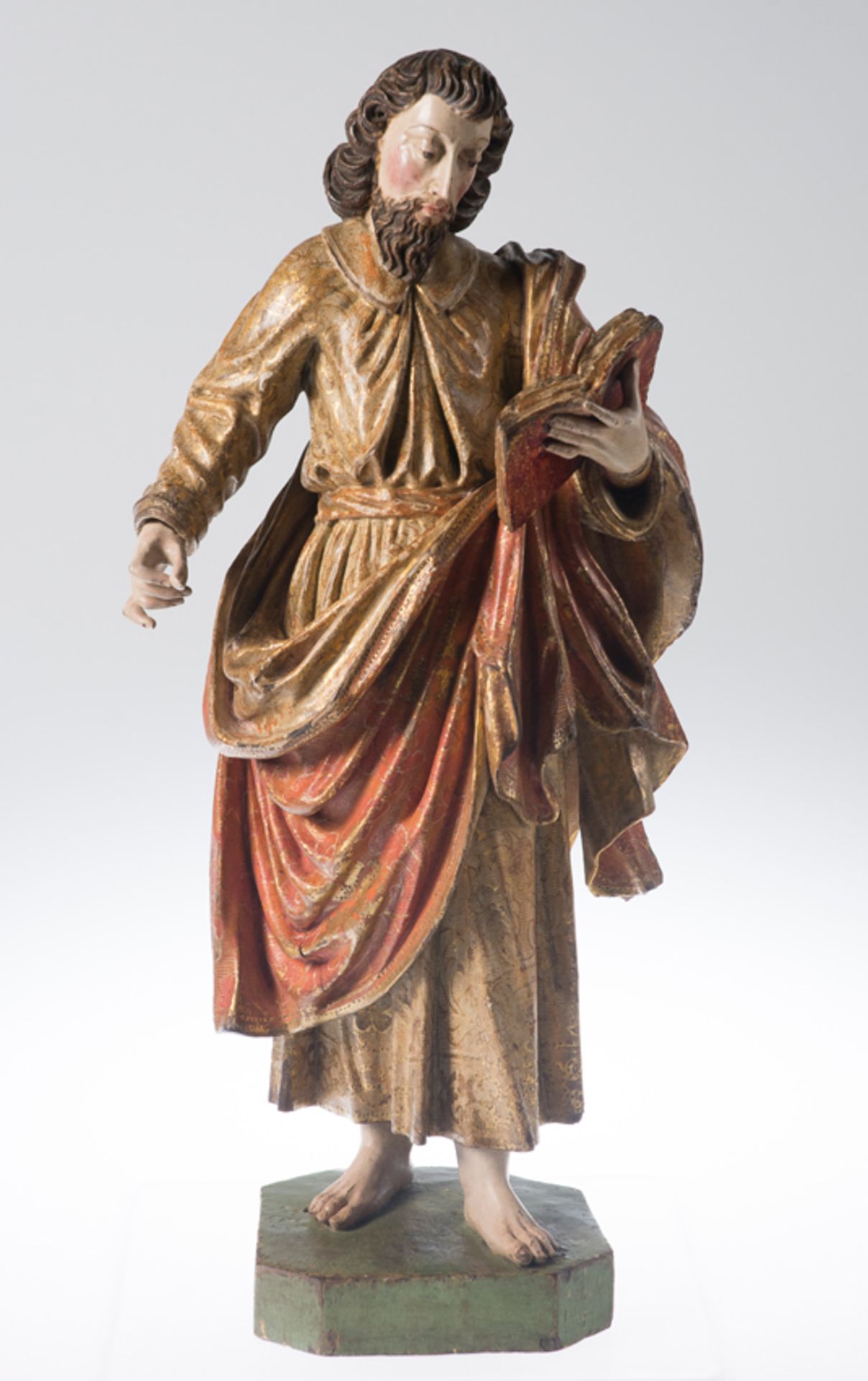 "Evangelist". Carved and polychromed wooden sculpture. Late 15th century - early 16th century.