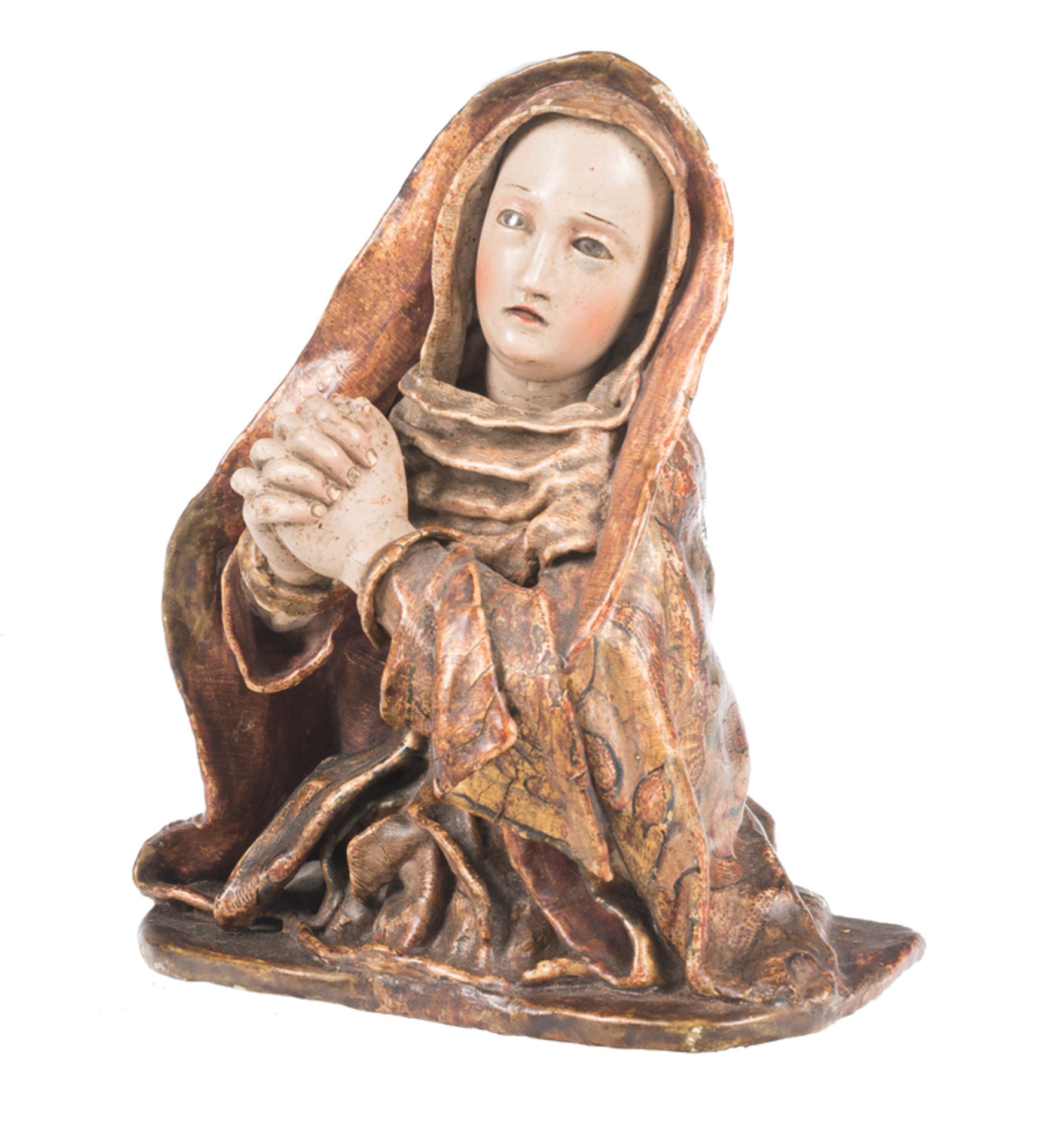 "Our Lady of Sorrow". Carved and polychromed wooden sculpture. Colonial School. 17th - 18th century. - Bild 2 aus 5