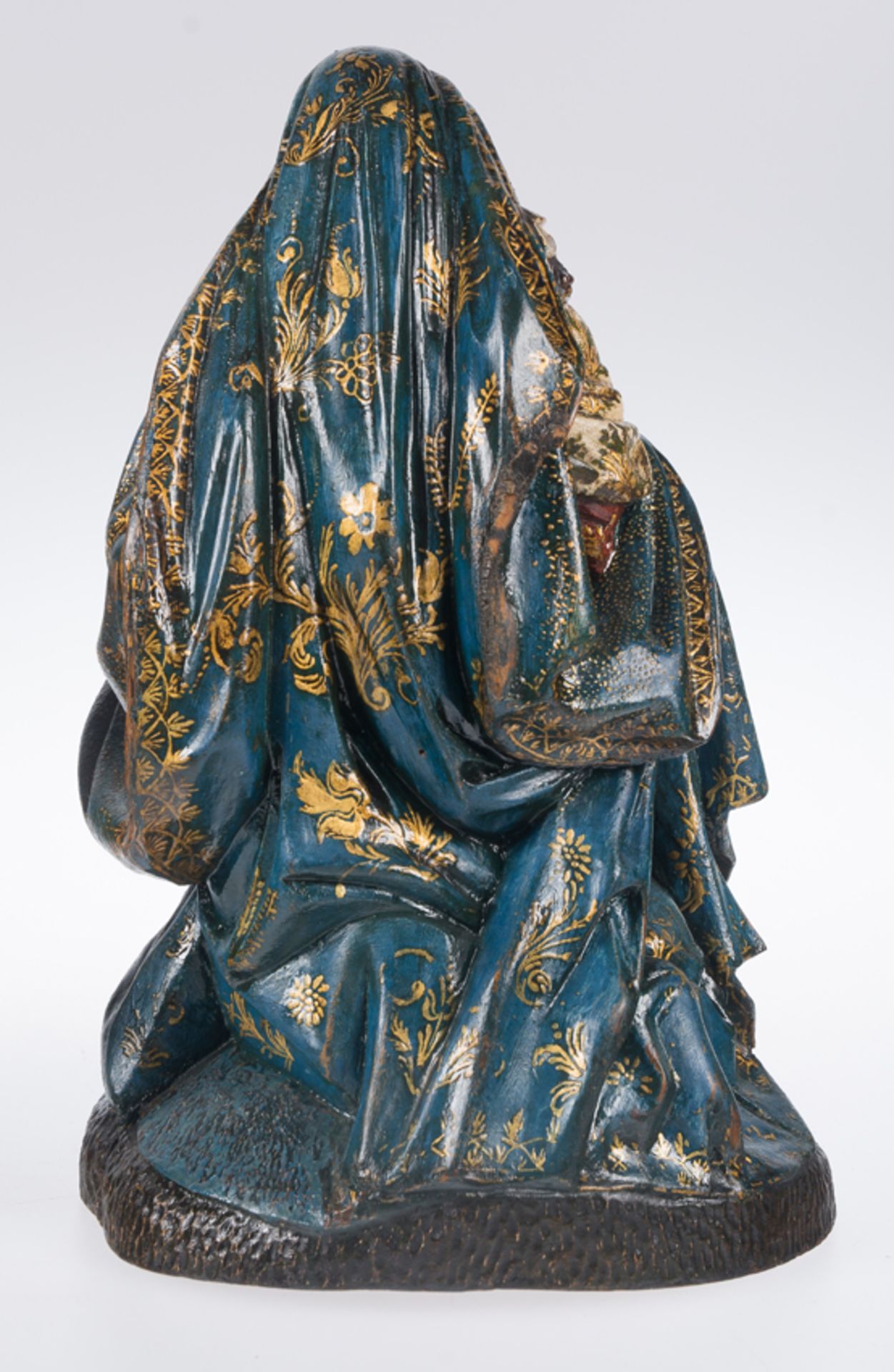 "The Virgin Mary and Saint Joseph". Pair of carved and polychromed wooden sculptures. Quito. 18th c - Bild 11 aus 12