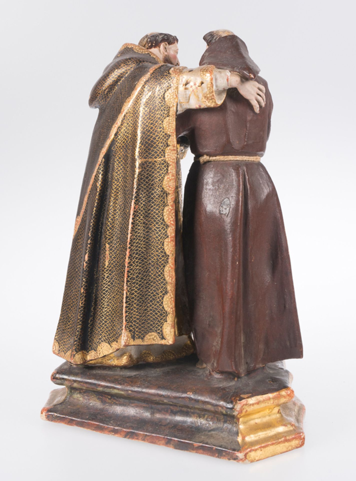 "The Embrace of Saint Francis and Saint Dominic”. Polychromed and gilded terracotta sculpture. Andal - Bild 10 aus 11