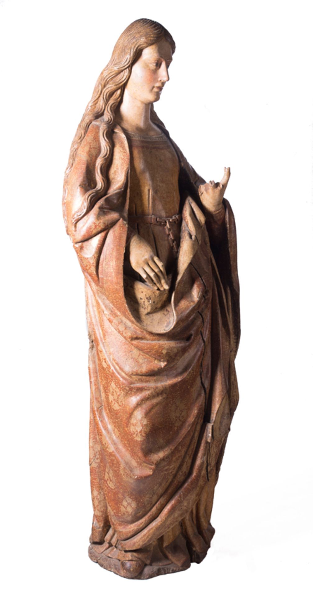 "Mary Magdalene". Carved and polychromed wooden sculpture. Hispanic-Flemish School. 15th century. - Image 2 of 9