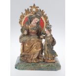 "The Education of the Virgin Mary". Carved, gilded, polychromed and estofado wooden sculptural set.