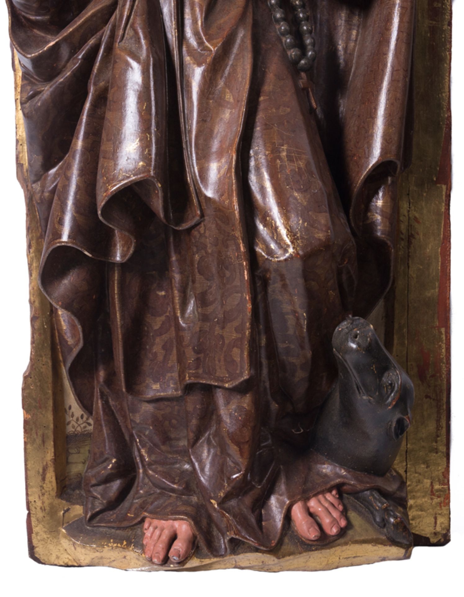 "S. Anthony the Great and S. Anthony of Padua with the Christ Child". Pair of carved, gilded, estof - Bild 10 aus 17