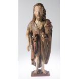 "Saint John the Baptist". Carved and polychromed wooden sculpture. Gothic. 15th century.
