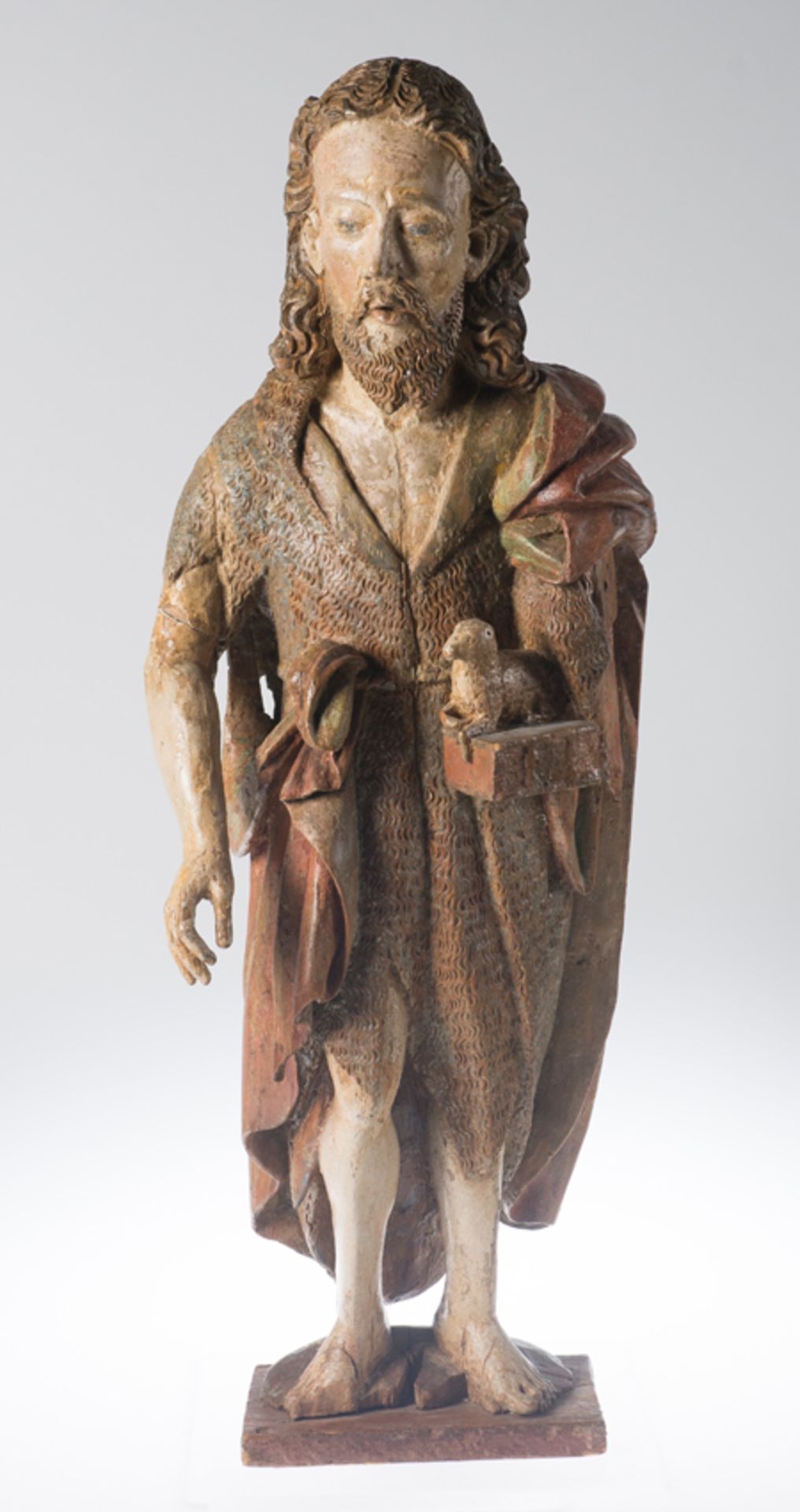 "Saint John the Baptist". Carved and polychromed wooden sculpture. Gothic. 15th century.